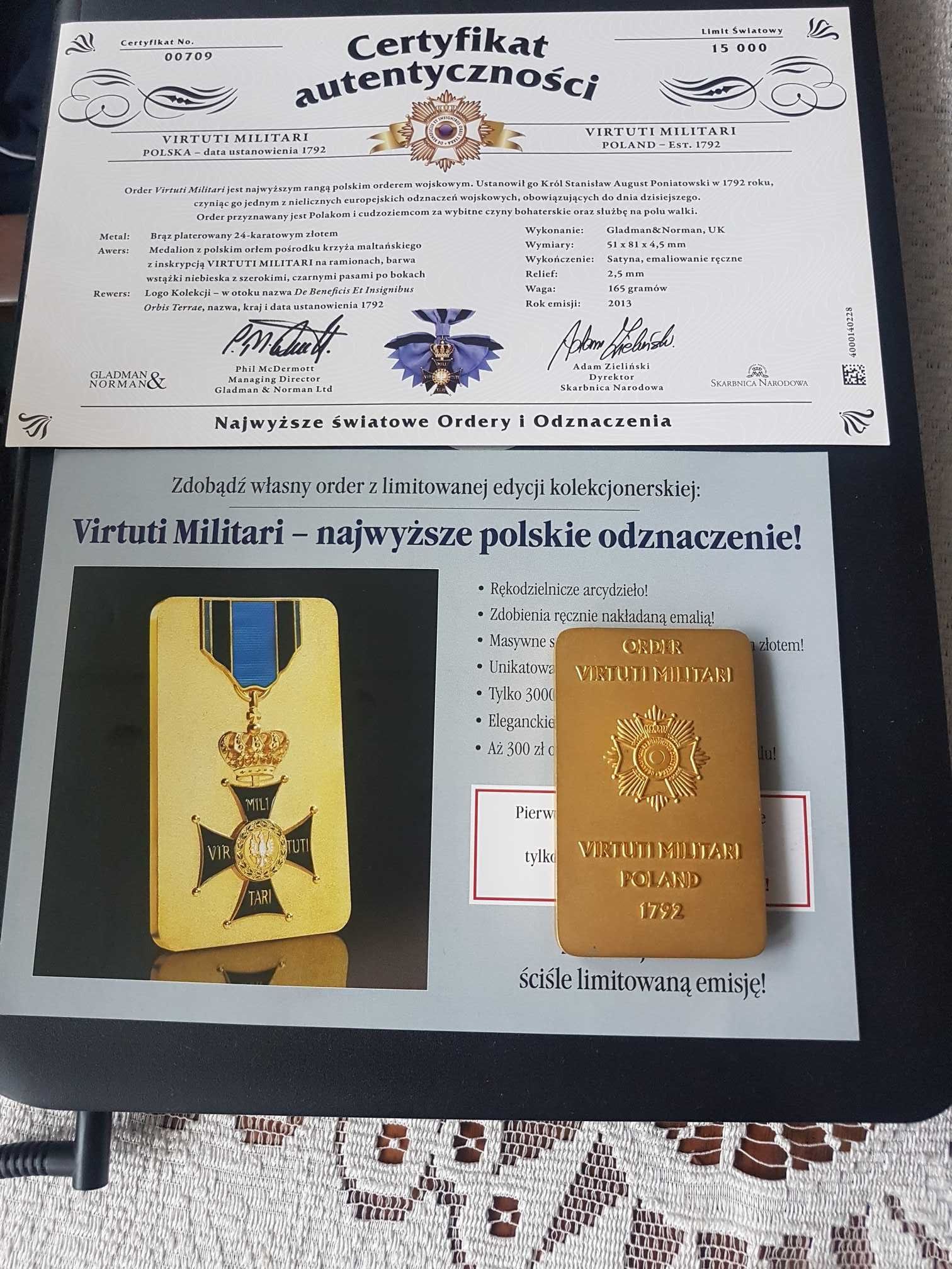 Order Virtuti Militari arcydzieło  z certyfikatem autentyczności