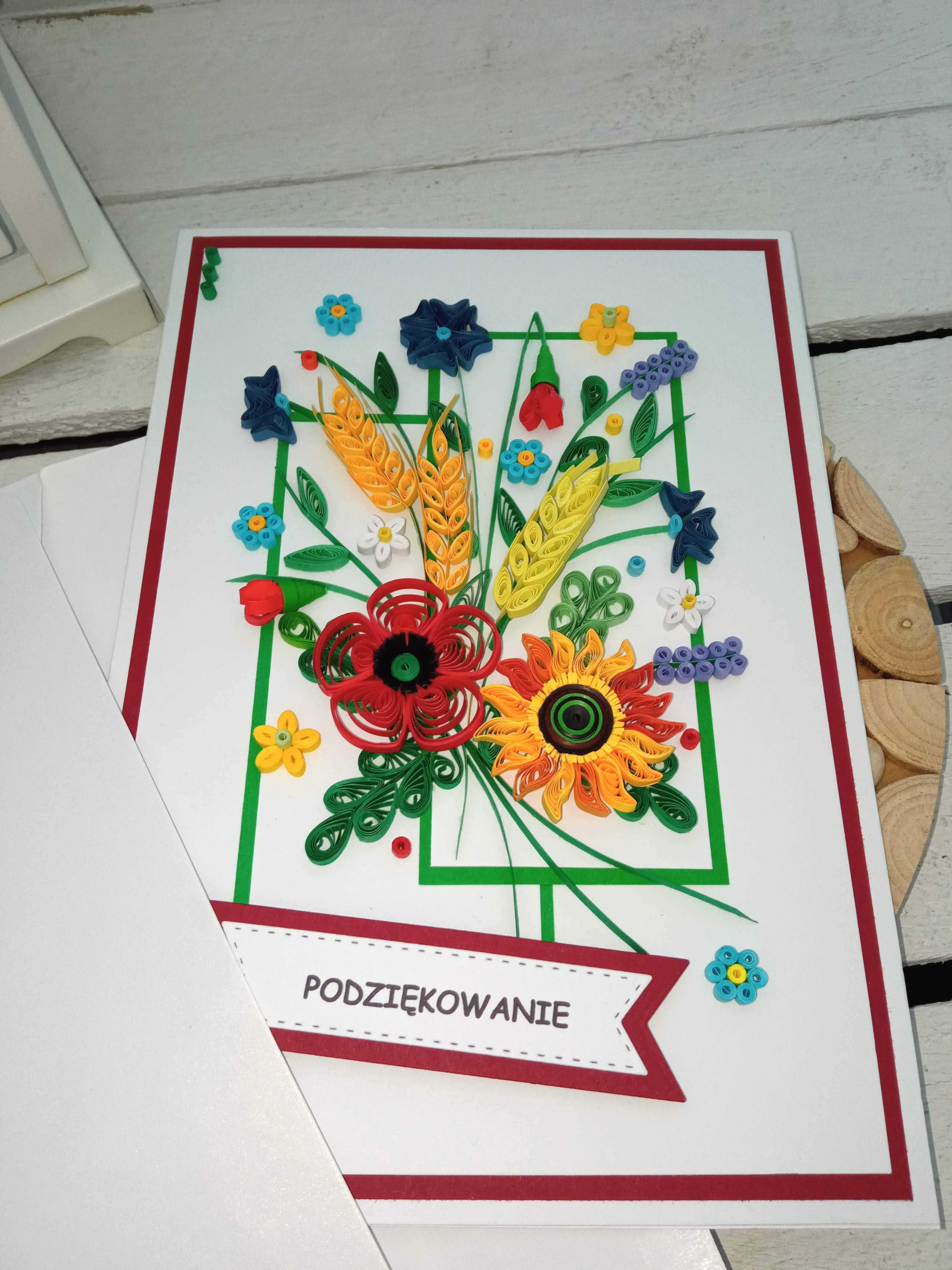 Kartka podziękowanie dla nauczyciela ręcznie robiona quilling