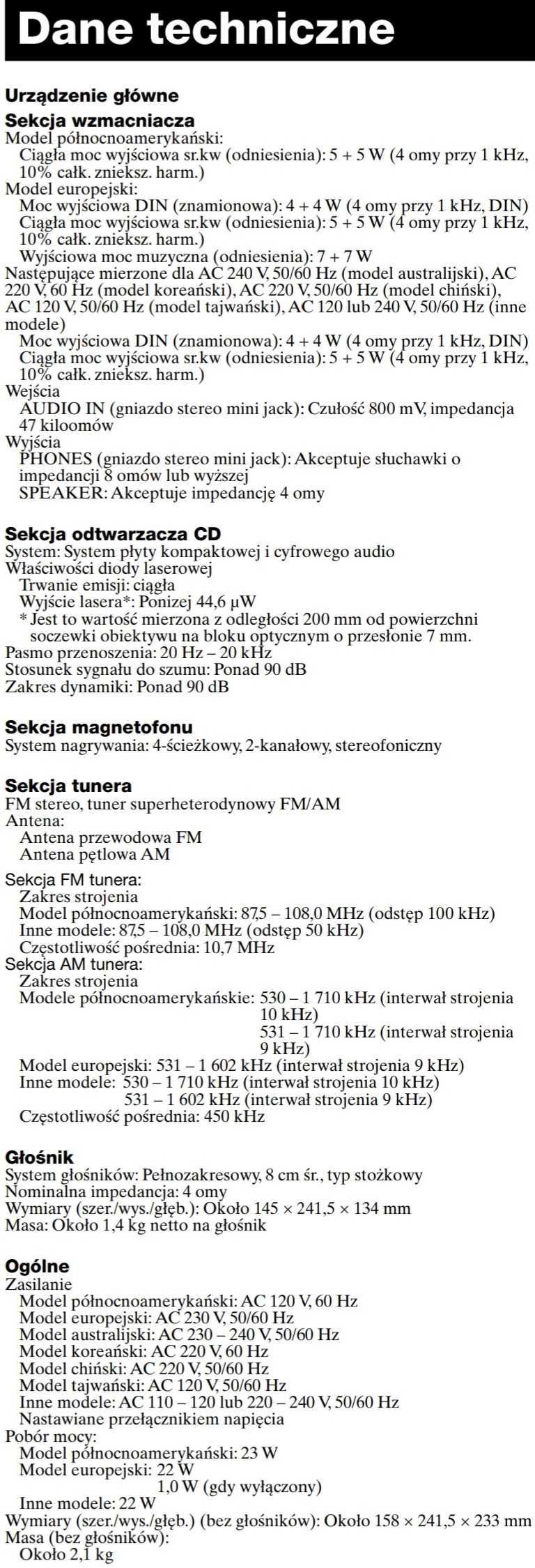 Głośniki SS-CEH10 i więża Sony CMT-EH10
