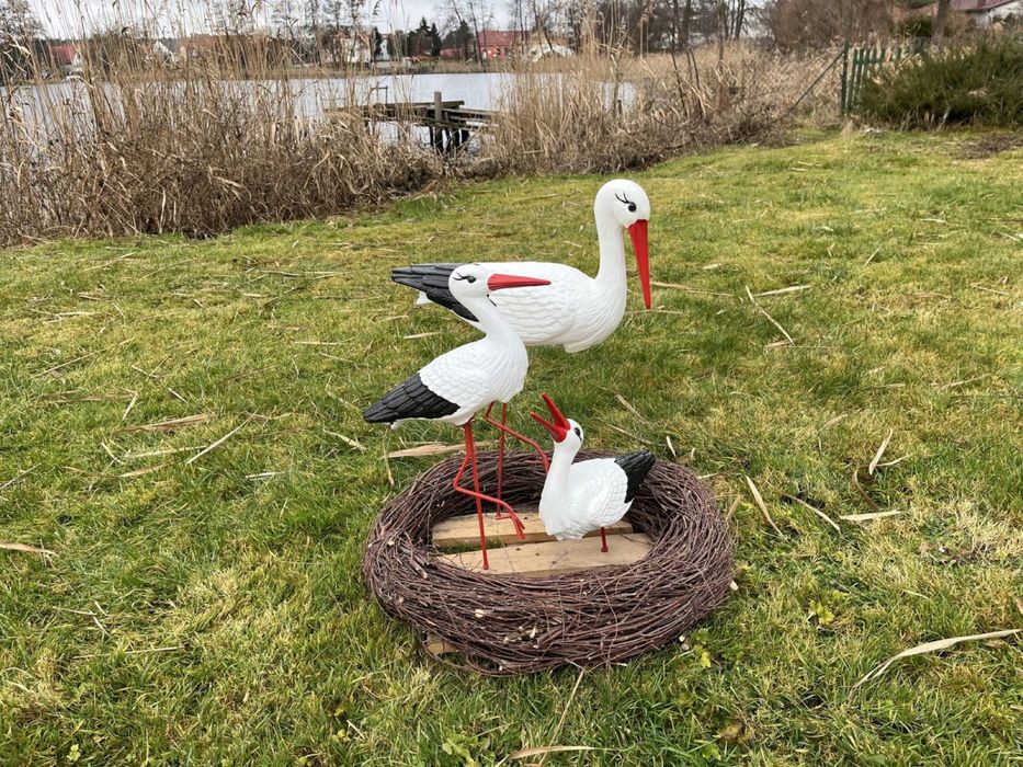 Figura ozdobna GNIAZDO BOCIANIE 3 bociany H: 60cm ogrodowa