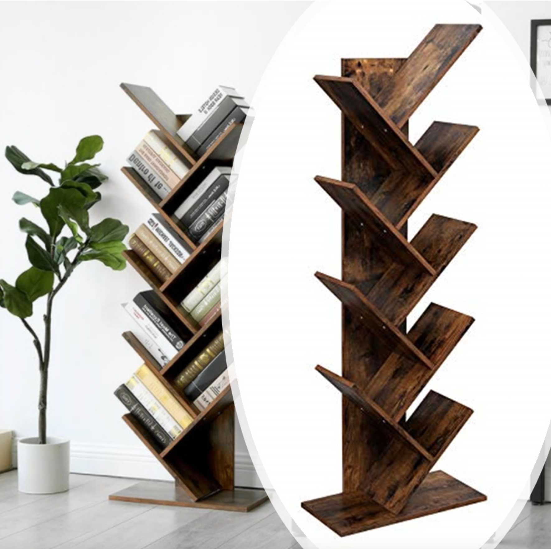 Regał ciemny brąz biblioteczka do czytelni salonu 25x50x142