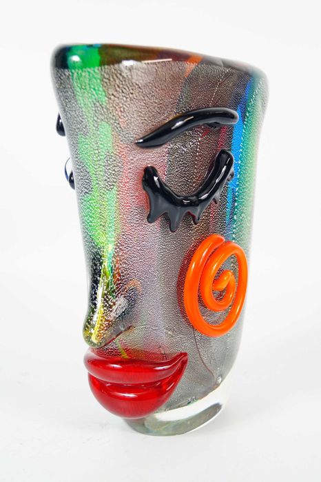 Szklany wazon MURANO Style twarz piękne kolory