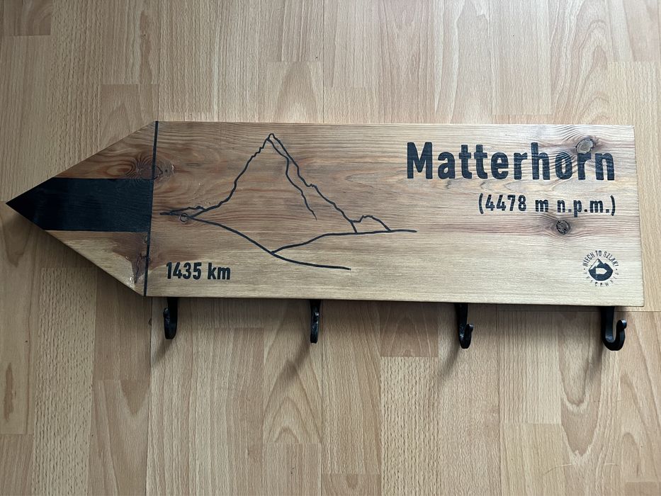 Znak górski wieszak drewno ręcznie malowany