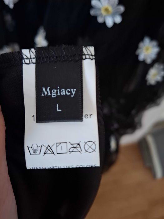 Długa sukienka balowa haft tiulowa maxi L XL czarna gorsetowa