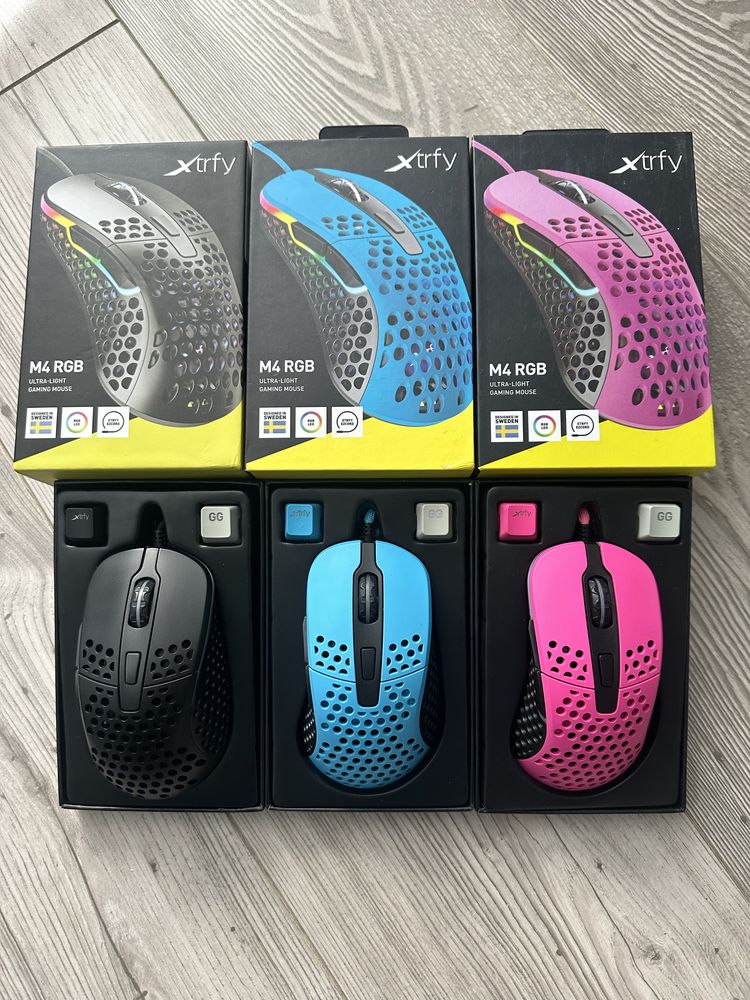 Мышка  Xtrfy M4 RGB USB Black/Miami Blue/Rose