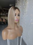 Topper z włosów naturalnych Rita imitacja skóry blond brąz tupet