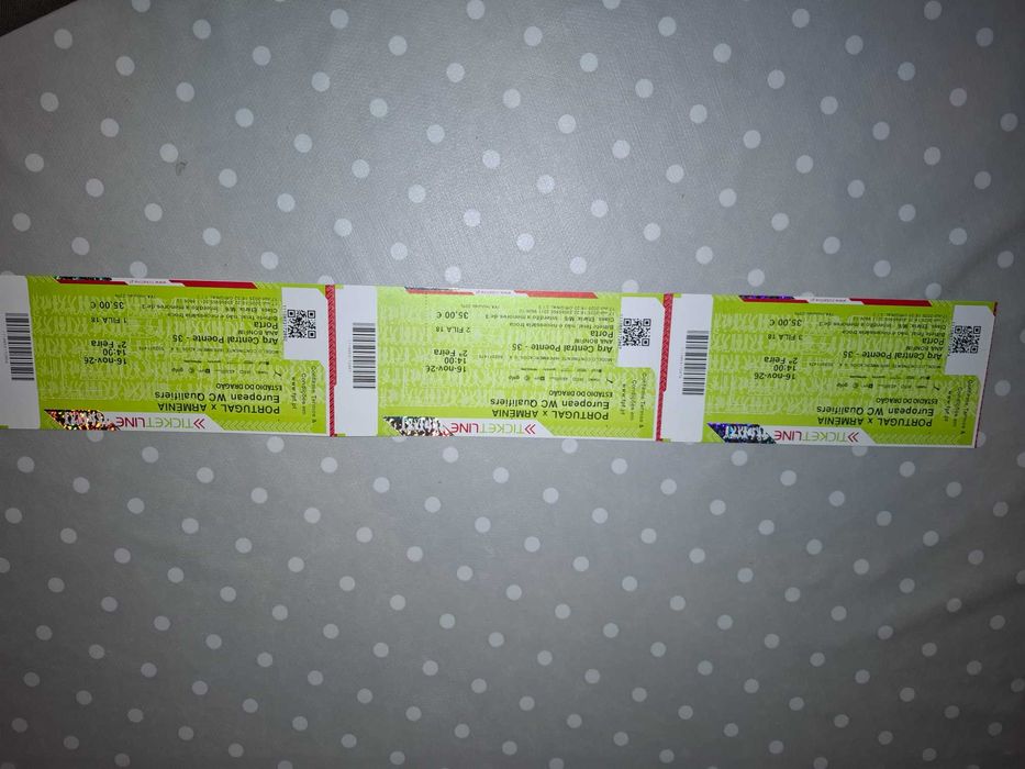 3 bilhetes portugal arménia