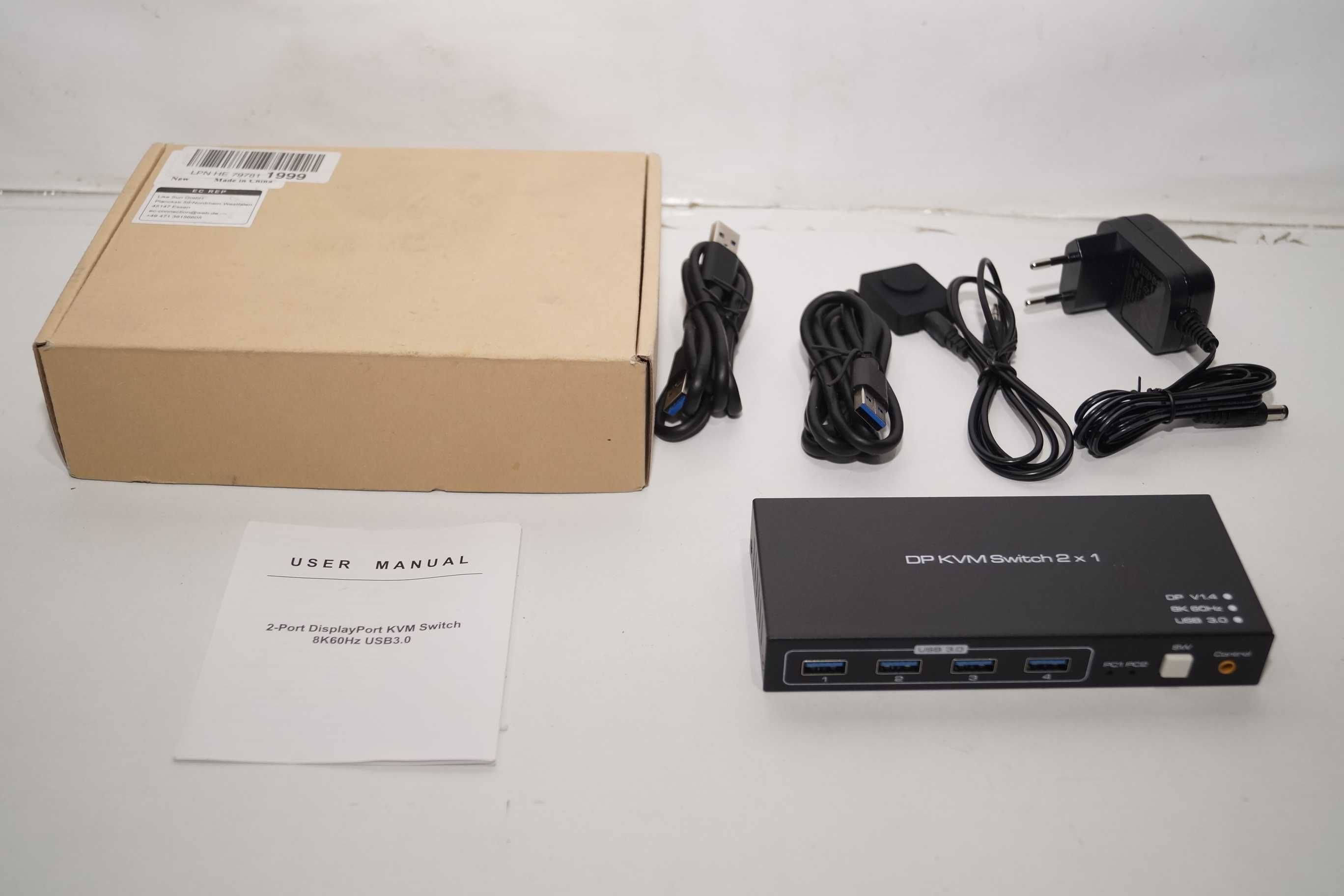 1465 Switch KVM USB + DP Przełącznik 8K 60Hz USB 3.0 DisplayPort