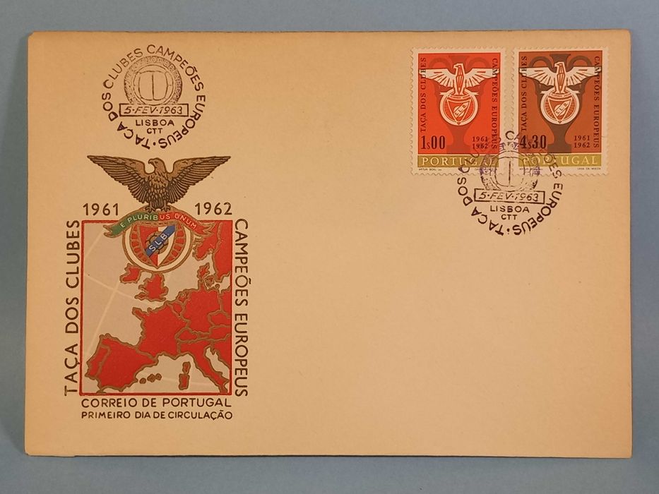 Envelope antigo S.L. Benfica - Taça dos C. C. Europeus 1961-62