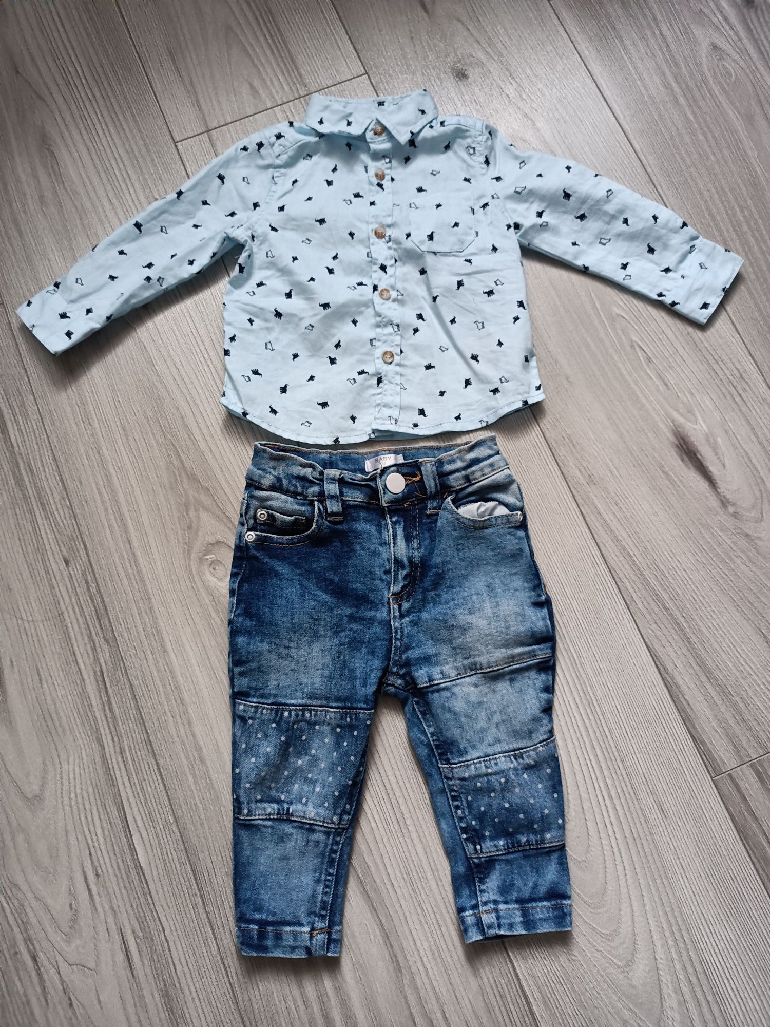 Komplet koszula plus jeansy niemowlęce 68/74