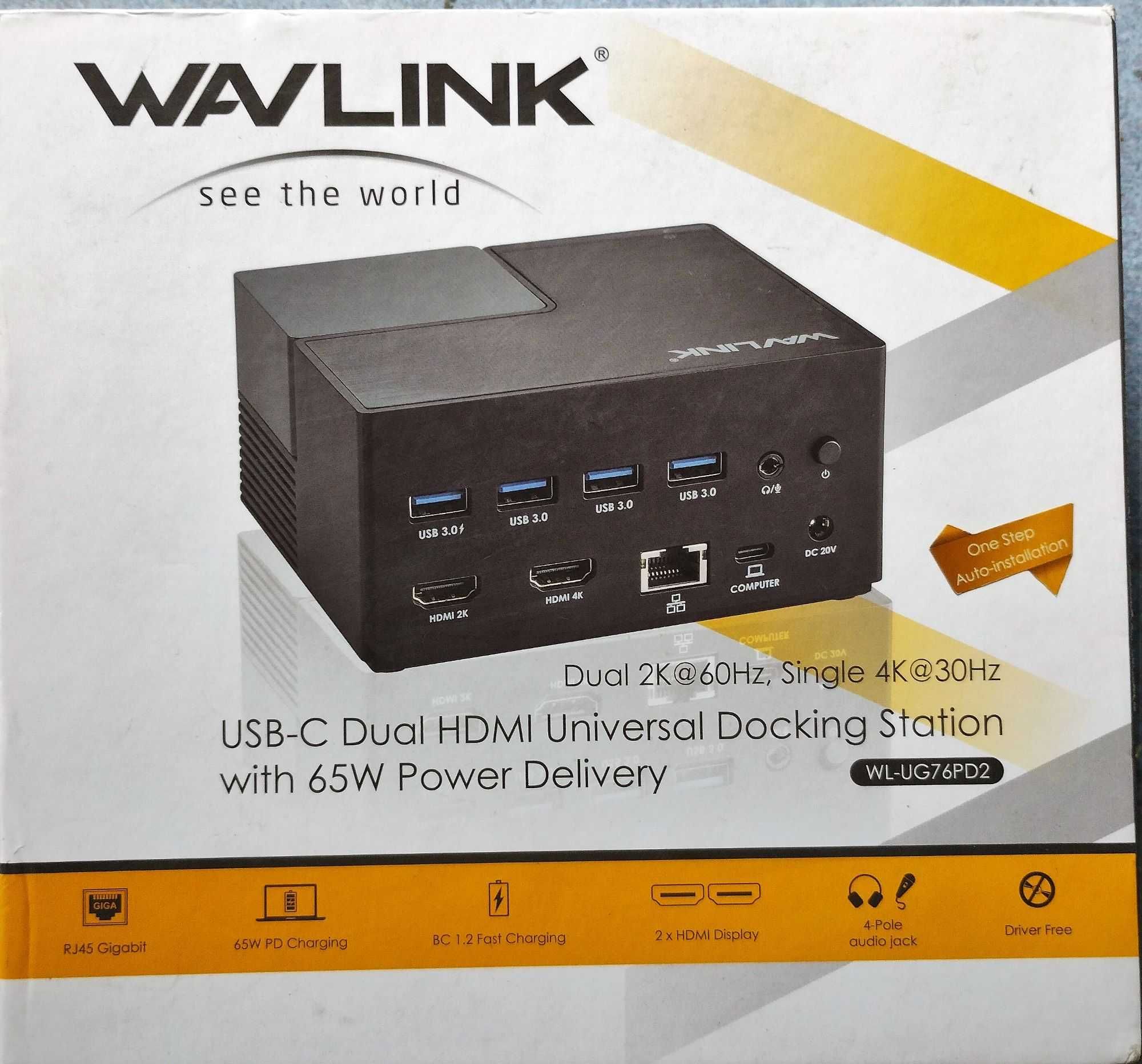 Stacja dokująca WAVLINK USB C z ładowaniem 65W  WL-UG76PD2