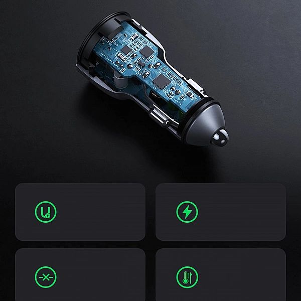 Ugreen szybka ładowarka samochodowa 2x USB 36W Quick Charge SCP FCP AF