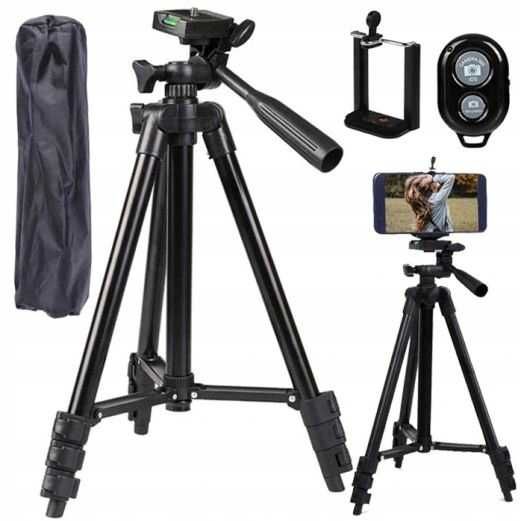 STATYW NA APARAT telefon stojak tripod 103cm uchwyt do zdjęć z pilotem