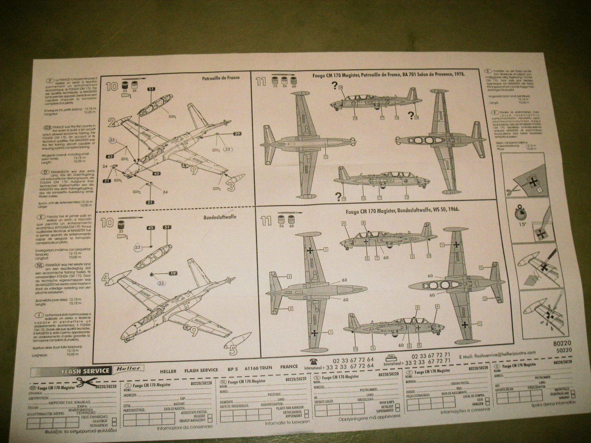 Kit Modelismo avião Fouga CM.170 Magister da Heller à escala 1/72