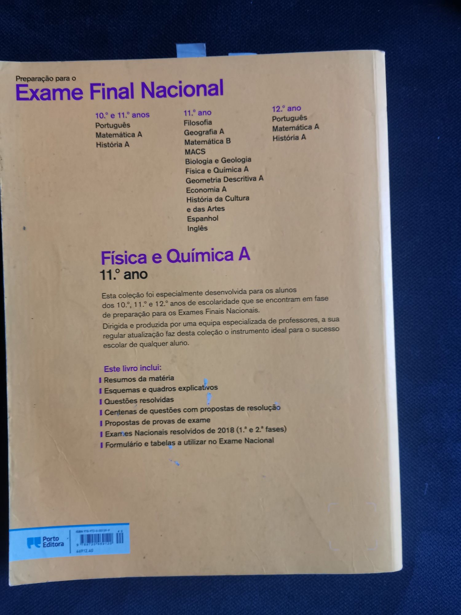 Livro de preparação de exame de física química da Porto editora
