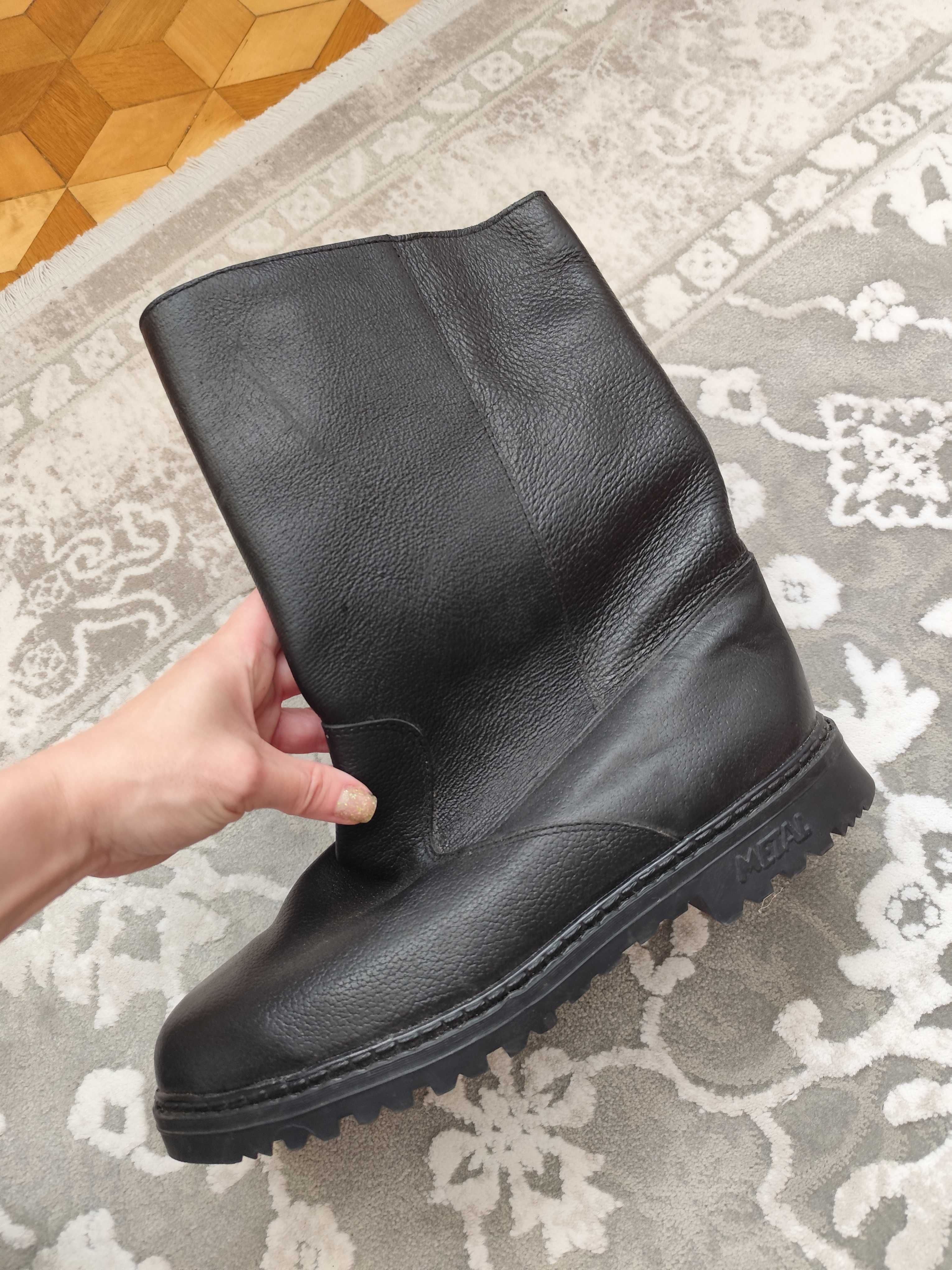 Czarne buty męskie kalosze robocze skórzane Oldkram