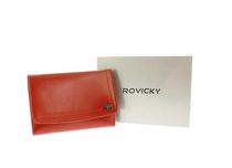 Damski skórzany portfel marki Rovicky pojemny elegancki czerwony