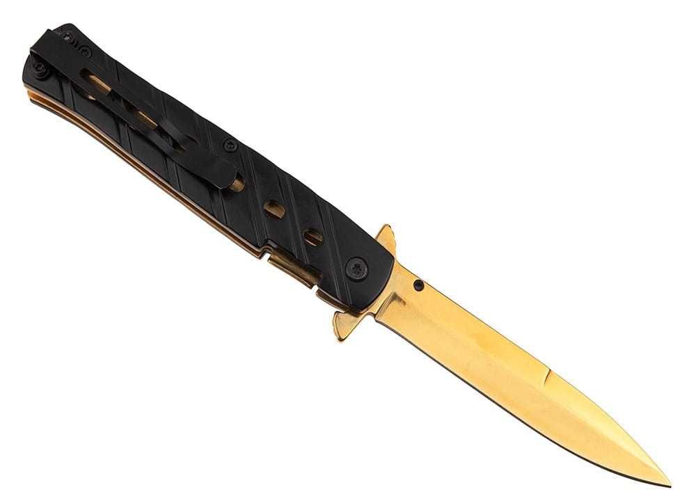 Nóż włoski ZŁOTY składany nożyk Italian Knife kosa 22cm N-067B