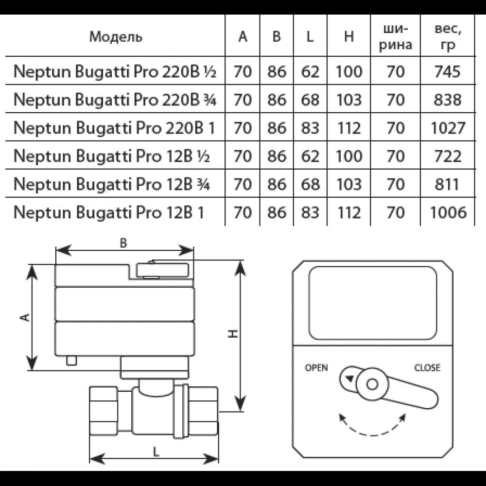 Neptun Bugatti Pro 12 V Кран кульовий