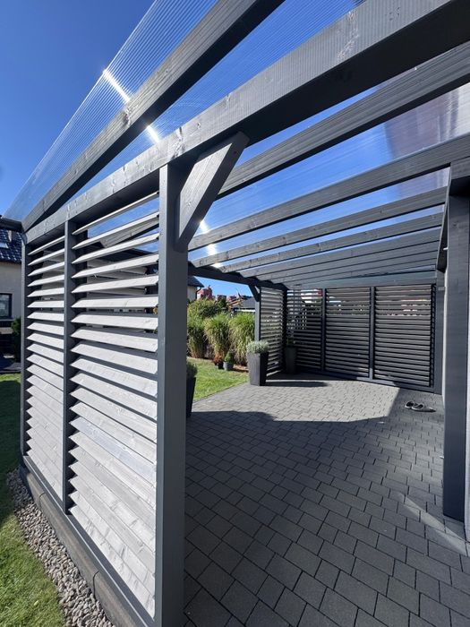 Drewniane zadaszenie tarasu, pergola, wiata, taras, poliwęglan!