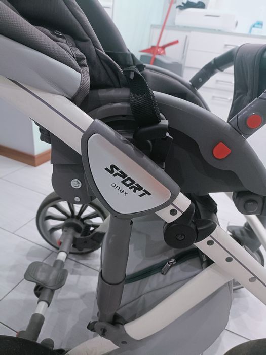 Wózek anex sport siwo-biały 2w1