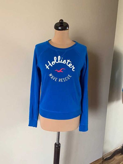 Hollister bluza sweter damski niebieski chaber nadruk basic