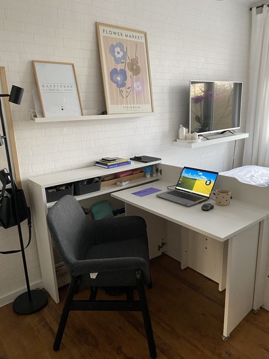 Biurko składane białe nowoczesne komoda chowane biurko