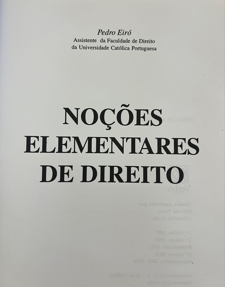 Noções Elementares de Direito - de Pedro Eiró