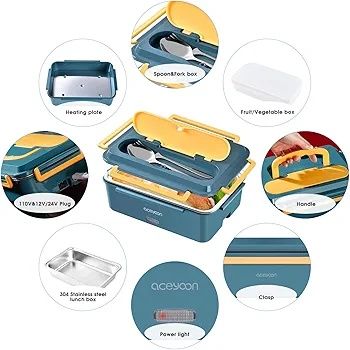 Elektrycznw pudełko lunch box 12v 220v aceyoon przenośne 1.8l 60w