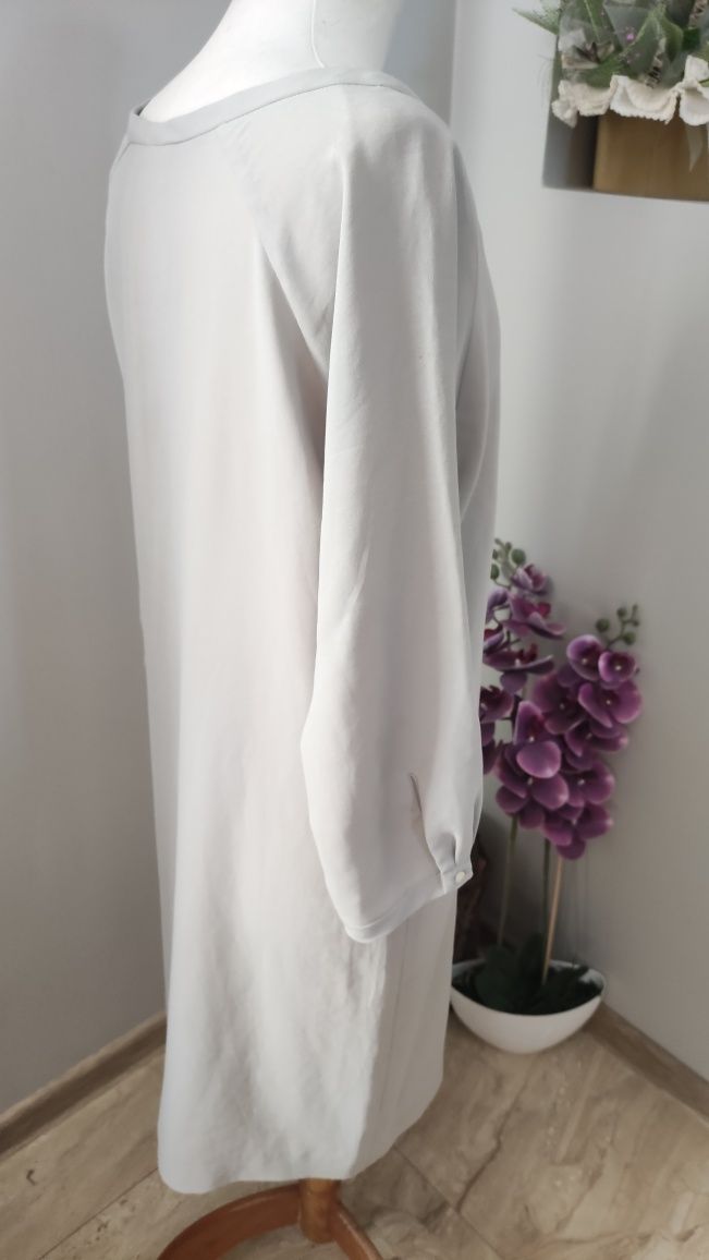 Elegancka wizytowa sukienka luźna gładka L XL