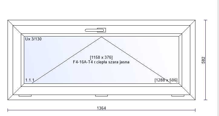 Okno Veka Perfectline białe 1364x582 uchylne