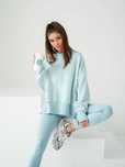 Bawełniana bluza LENOSHKA oversize rozcięcie błękit-Polska produkcja