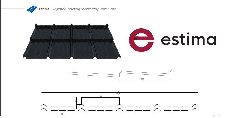 Blachodachówka 2-modułowa ESTIMA 35 Blachotrapez POŁYSK NOWOŚĆ