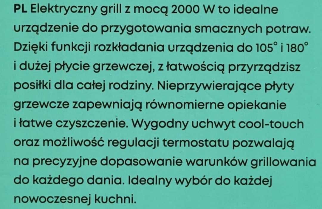 Na Lewara Grill elektryczny rozkładany Hoffen 2000W