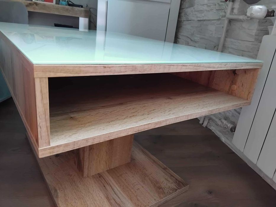 Nowoczesna ława (biały blat / dąb wotan) odbiór osobisty Jezierzyce