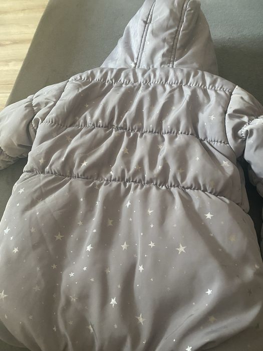 Kurtka płaszcz zimowa szary dla dziewczynki 86-92