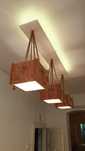 Potrójna duża lampa drewniana led RGB DIY