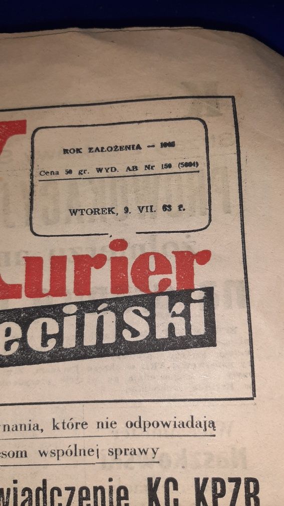 Kurier Szczeciński 1963r jedyny na olx