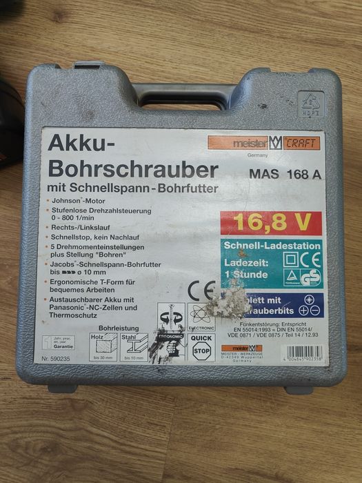 Wiertarko-wkrętarka MEISTER CRAFT MAS 168 A bateria walizka ładowarka