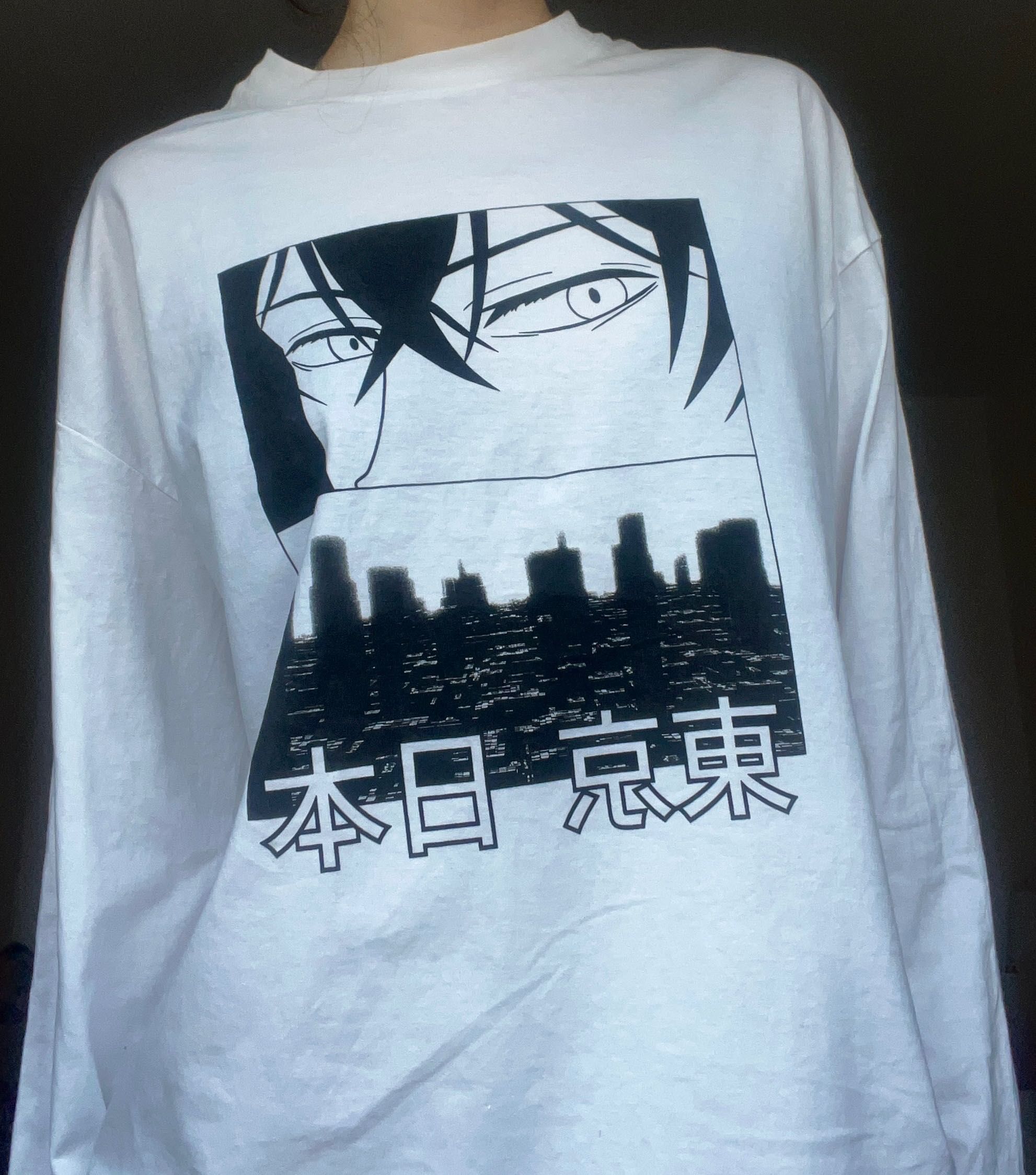 Anime koszulka biała, z długim rękawkiem