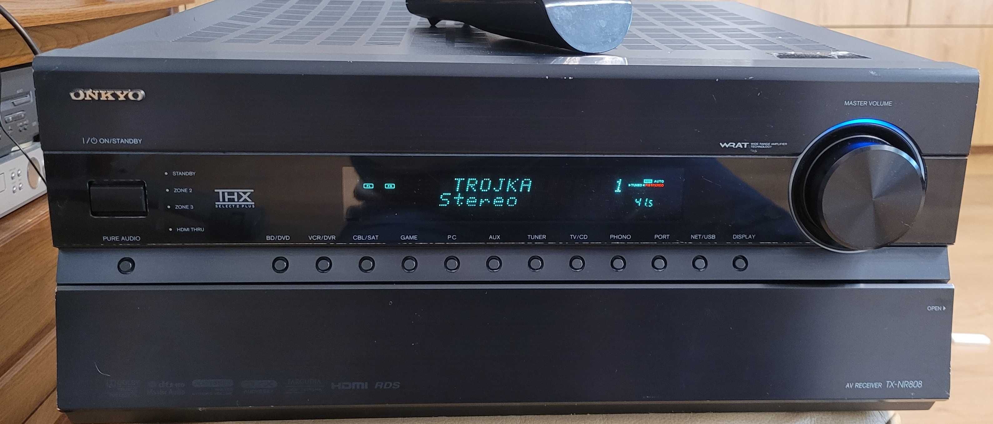 Onkyo TX-NR808 amplituner 7.2 HDMI USB PHONO radio internetowe pilot