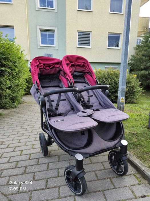 Wózek Baby Monsters Easy Twin 4 – bordowe budki + szara gondola