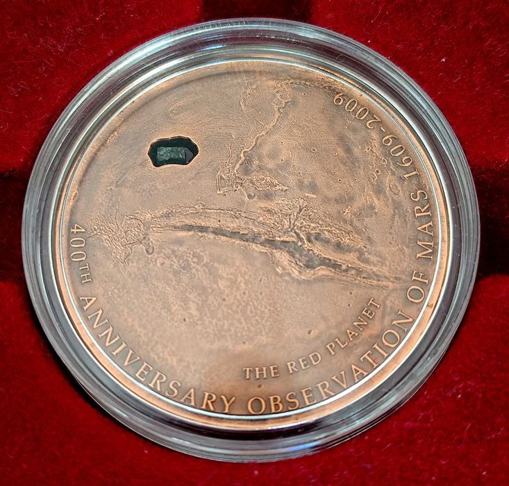 5$ Cook Islands 2009 Meteoryt Mars 400 Lat Obserwacji Marsa Rzadka