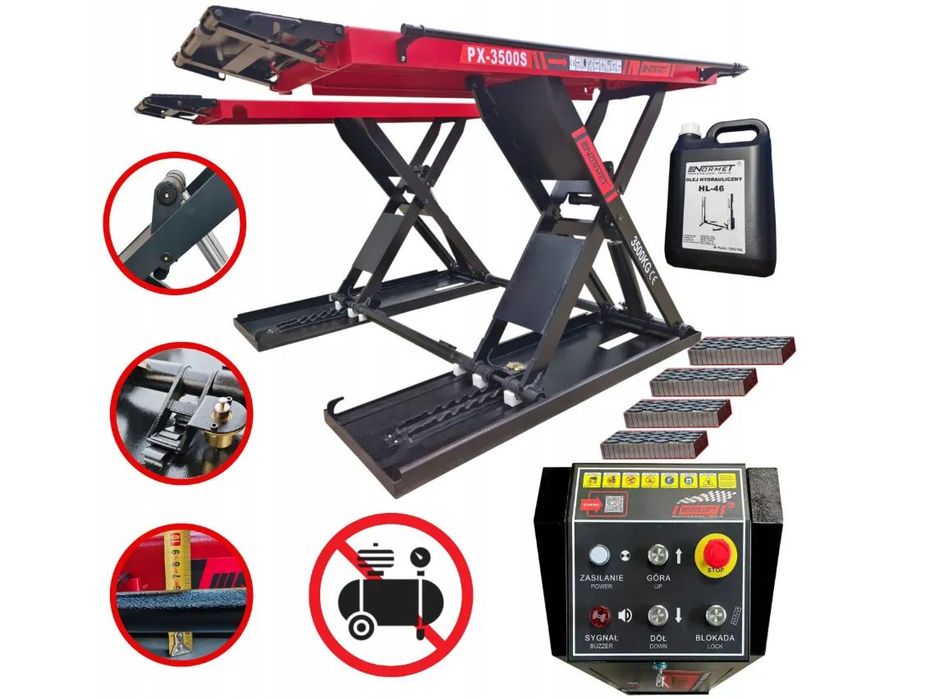 Podnośnik nożycowy mobilny NORMET PX-3500S 3,5T 120 cm 230V