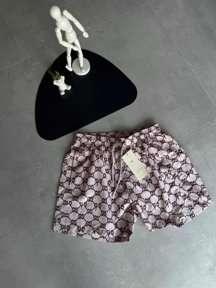 Пляжні шорти Gucci коричневі чоловічі, пляжні шорти гуччі коричневі
