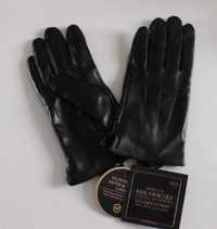 Rękawiczki skórzane męskie - antybakteryjne - czarne Rozmiar S