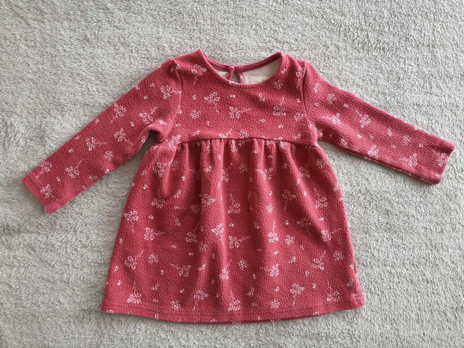 Różowa elegancka sukienka z długim rękawem w kwiatki Primark 86 j nowa