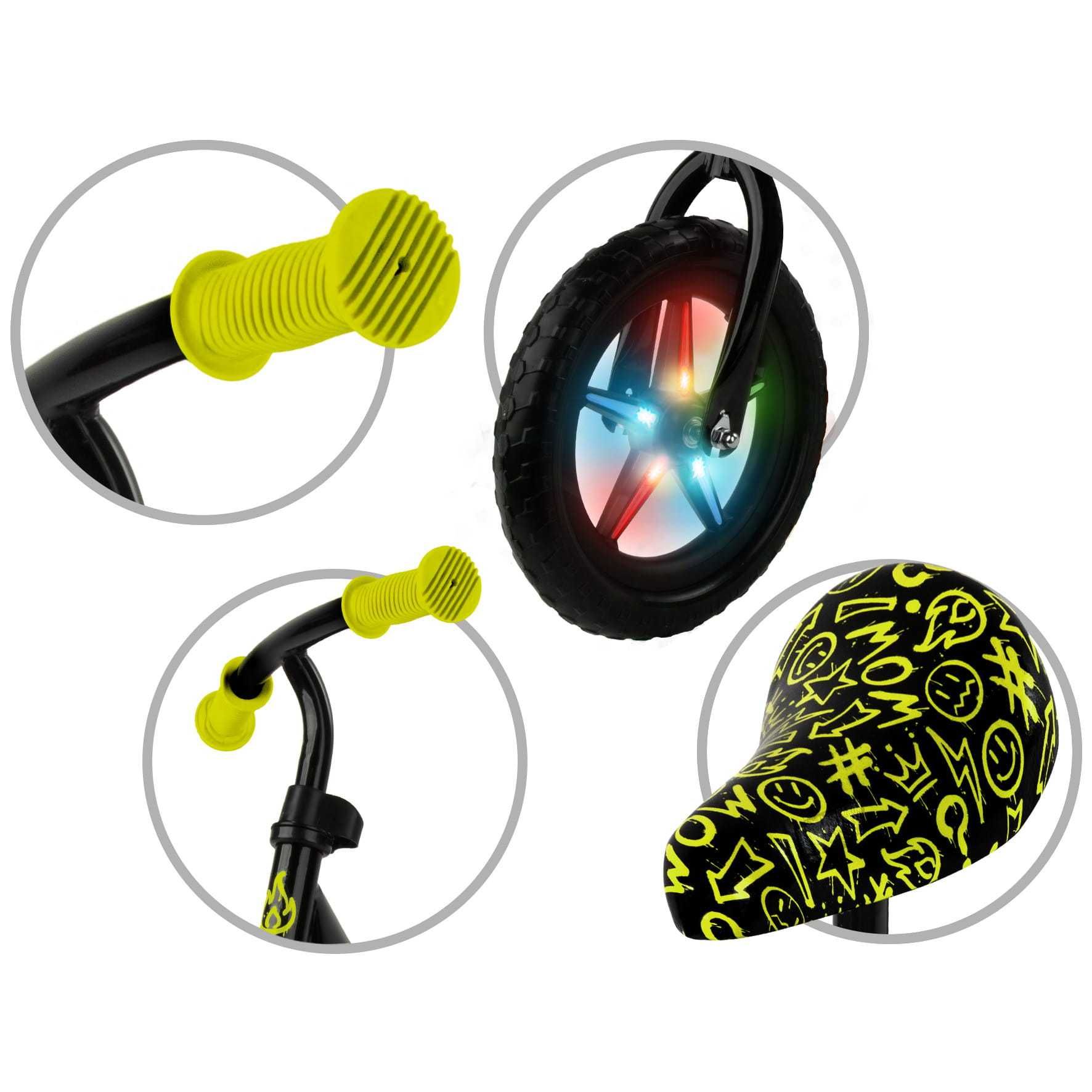 5748 Rowerek biegowy Rebel LED Neon Yellow biegówka dla dzieci jeździk