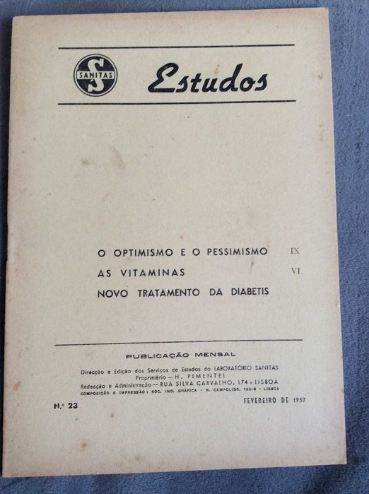 Estudos: Edição do Laborat. Sanitas. (23) - Fever. de 1957. Ver sumár.