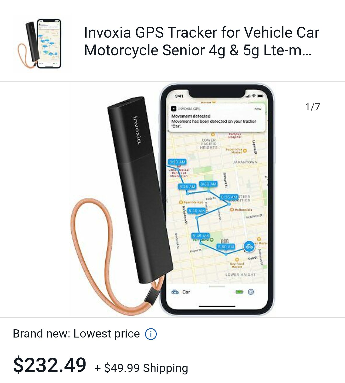 Invoxia GPS Tracker for Vehicle Car Motorcycle Senior 4g & 5g Lte-m